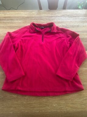 Lands' End  Bright Red Half-Zip Fleece Pullover L